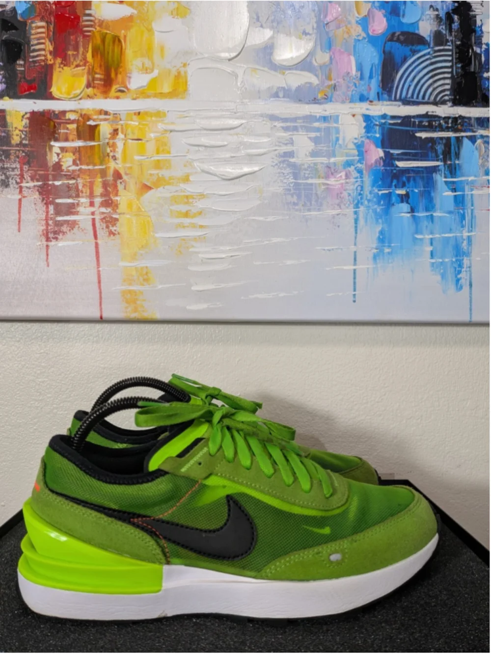 Nike Waffle One Shoes Boys Size 7Y Volt Green Running Sneakers DC0481-300